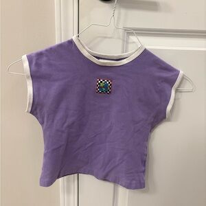 UNIF Purple Short Sleeve Tee with Geometric Patch